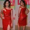 Adriana Birolli chamou atenção com um vestido vermelho, mais de 500 cristais Swarovski, feito sob medida pela estilista Lethicia Bronstein e make de Renner Souza