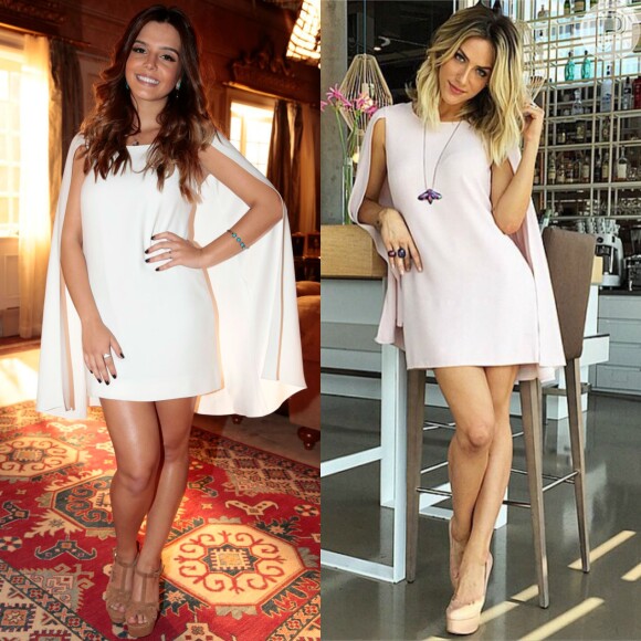 Giovanna Ewbank e Giovanna Lancellotti repetiram um vestido capa de crepe da grife Miranda Ker de R$ 2.500