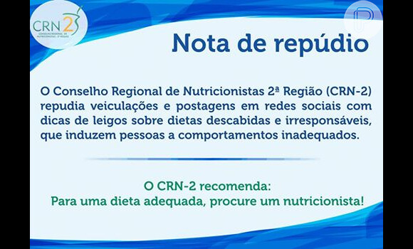 Comunicado do Conselho Reginal de Nutricionistas - 2ª Região