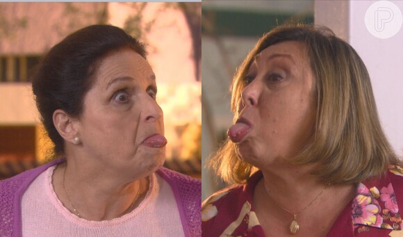 Novela 'Cúmplices de Um Resgate': Nina (Nina Haar) e Fiorina (Barbara Brunno) brigam após perceber que estão com roupas iguais na festa de Omar (Luckas Moura)