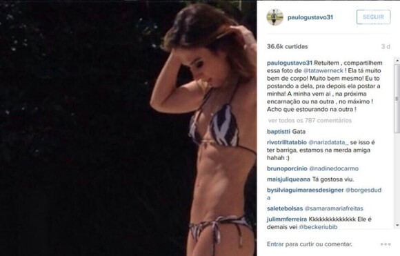 Paulo Gustavo publicou uma foto da atriz e elogiou a amiga