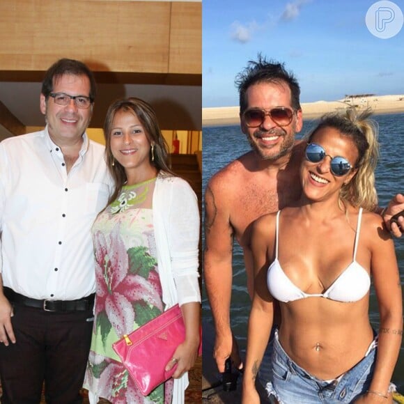 Karina Hassum também mudou de vida! Mais magra, a mulher de Leandro posa ao lado do marido, à esquerda.