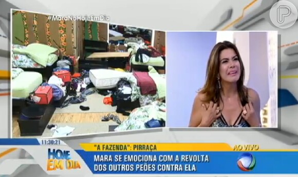 Mara Maravilha chorou ao rever suas cenas em 'A Fazenda 8', durante participação no 'Hoje em Dia': 'Eu só fiz me defender'