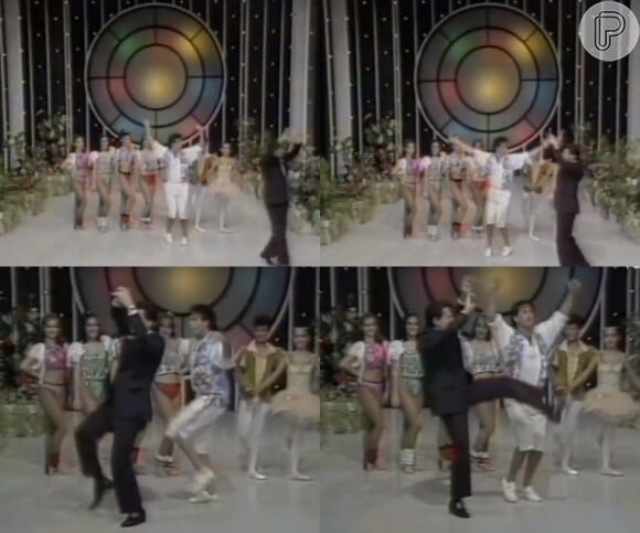 Silvio Santos arriscou passos de balé com Sérgio Mallandro, no 'Show de Calouros', nos anos 1980