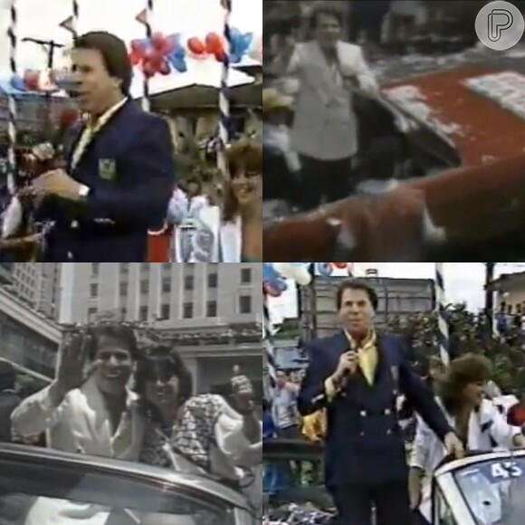 Silvio Santos e a mulher, Íris Abravanel, durante a 'Parada do Dia das Crianças'. Evento levava para as ruas de São Paulo os contratados do SBT e convidados para comemorar a data