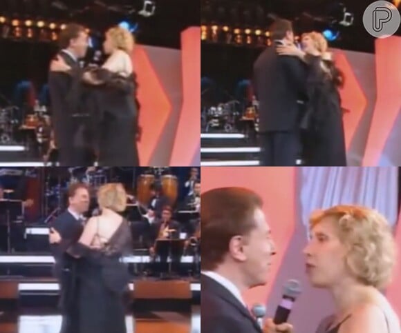 Silvio Santos dançou agarradinho a Marilia Gabriela durante o 'Show de Talentos', exibido no 'Teleton' (2001)