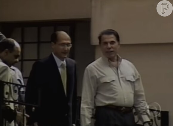 Silvio Santos ao lado do governador de São Paulo Geraldo Alckmin. Apresentador foi feito refém em sua casa no Morumbi, Zona Oeste de São Paulo, em agosto de 2001
