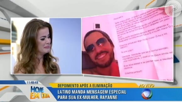 Latino exibiu carta deixada por Rayanne Morais antes da modelo e atriz entrar em 'A Fazenda 8': 'Achava que você não fosse, porque imaginava que a gente fosse reatar'