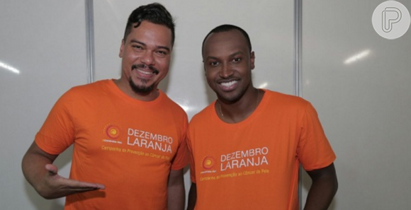 Bruno, vocalista do grupo Sorriso Maroto, e Thiaguinho também estão na campanha do Dezembro Laranja