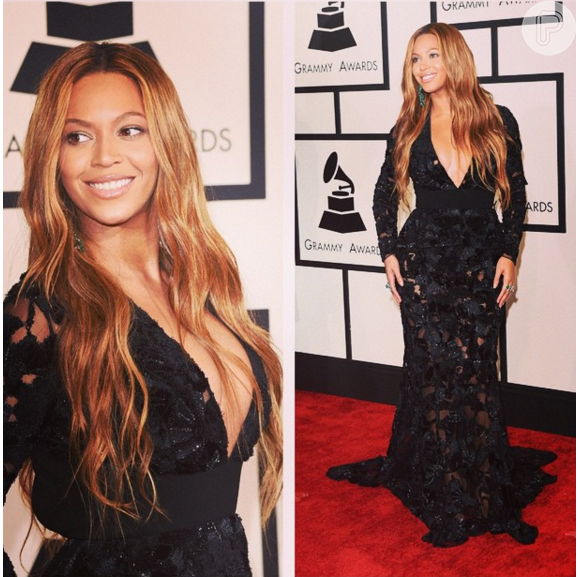 No Grammy, realizado em fevereiro de 2015, Beyoncé usou look caprichado: vestido Proenza Schouler e joias Lohainne Schwartz avaliadas em nada menos que U$ 10 milhões, cerca de R$ 30 milhões