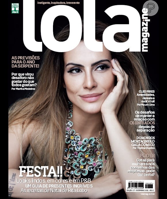 Cleo Pires posa usando maxicolar para a edição de dezembro da revista 'Lola'; a capa foi divulgada em 14 de dezembro de 2012
