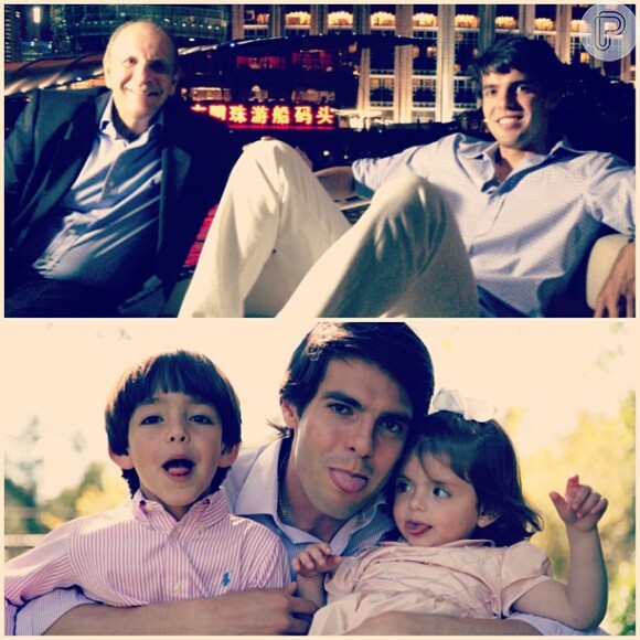 Kaká postou uma montagem de imagens em que aparece com o seu pai e com os filhos no Dia dos Pais