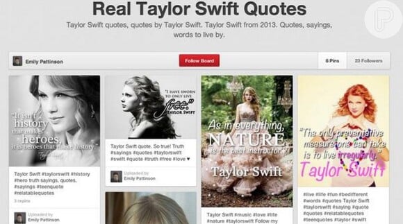 A página 'Real Taylor Swift Quotes' foi excluída da internet