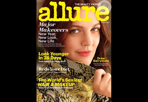 Drew Barrymore é a capa da revista 'Allure' de janeiro, 2013