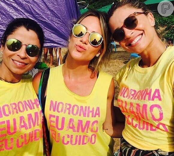 Grazi Massafera posa ao lado de Giovanna Ewbank e Anna Lima em Fernando de Noronha