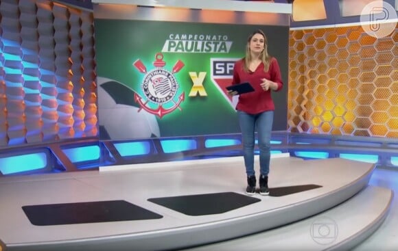 Fernanda Gentil brincou ao voltar ao 'Globo Esporte': 'Olha, eu posso falar agora por experiência própria, né, com esse negócio de maternidade ontem o Lucão (defensor do tricolor) foi uma mãe para o Corinthians'