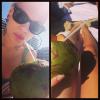 Jessie J tomou água de coco durante dia de praia no Rio