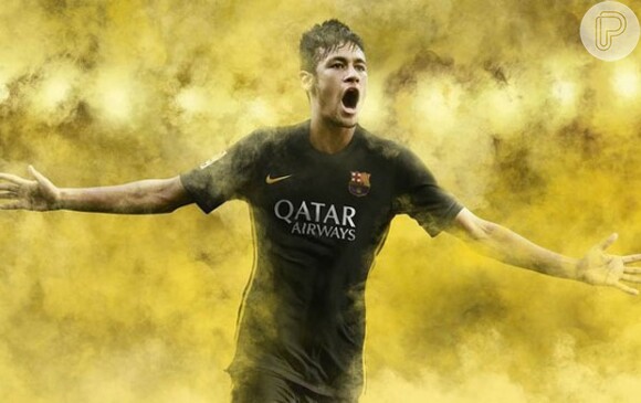 Neymar é modelo de novo uniforme do Barcelona, que ganhou listras amarelas e vermelhas em homenagem à região da Cataluña, que tenta a independência