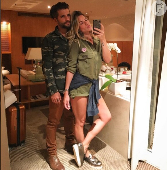 Bruno Gagliasso e Giovanna Ewbank usam looks estilo militar, em 9 de abril de 2016