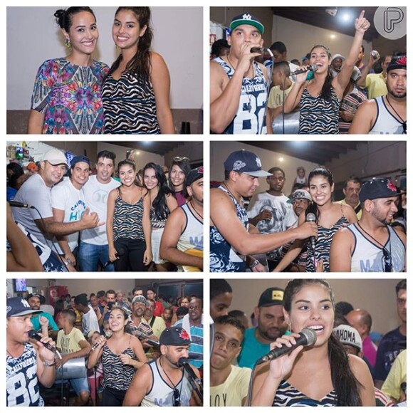 Munik, vencedora do 'BBB16', soltou a voz em bar de Goiânia durante festa em sua homenagem