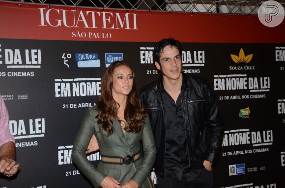 Paolla Oliveira e Mateus Solano lançam o filme 'Em Nome da Lei', em São Paulo, nesta segunda-feira, 11 de abril de 2016