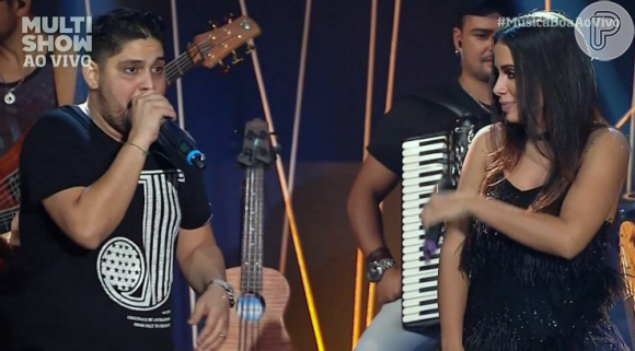 Anitta cantou com Jorge & Matheus em seu programa de estreia da terceira temporado do 'Música Boa Ao Vivo'