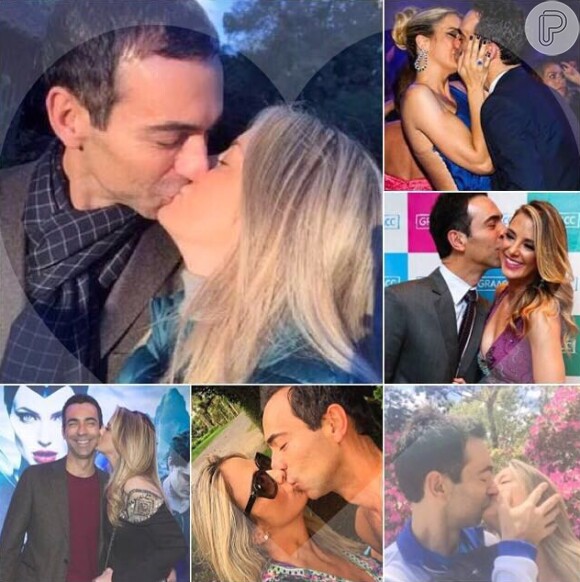 Ticiane Pinheiro fez uma montagem com vários beijos do namorado, Cesar Tralli