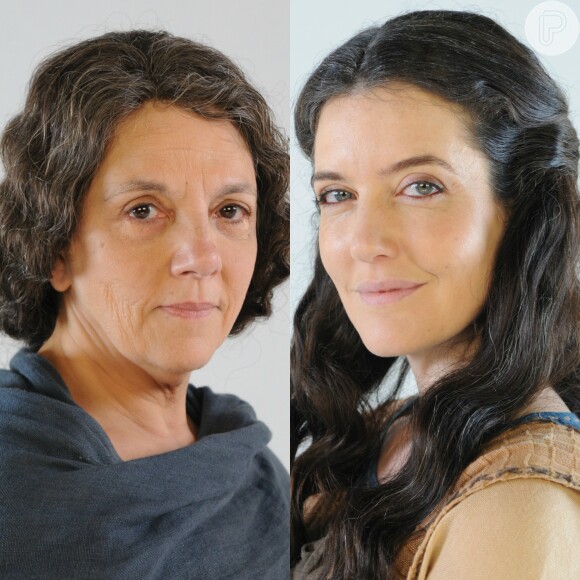 Miriã (Larissa Maciel) sofre reprimenda da mãe, Joquebede (Denise Del Vecchio), ao tratar mal Zípora (Giselle Itié), na novela 'Os Dez Mandamentos - Nova Temporada', na segunda-feira, 18 de abril de 2016