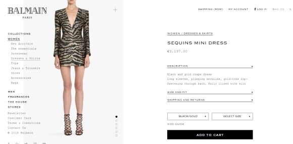 O vestido da Balmain usado por Alessandra Ambrosio e Beyoncé pode ser encontrado no site da grife no valor de € 3.197, cerca de R$ 13 mil