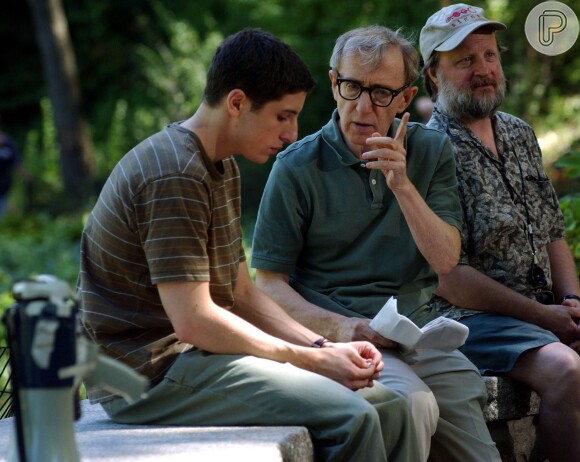 Woody Allen no set de 'Anything Goes' em 2002, em Manhattan