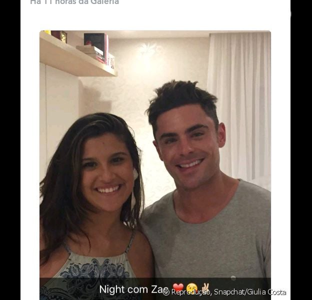 Giulia Costa tirou uma foto com Zac Efron no quarto de Anitta, na noite desta quinta-feira, 18 de agosto de 2016: 'Night com Zac'