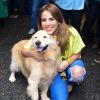 Wanessa era só sorrisos ao lado de um animal de estimação neste sábado, 20 de agosto de 2016, em evento que aconteceu em São Paulo