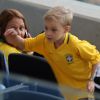 David Lucca e Carol Dantas chegaram ao estádio vestidos com a camisa do Brasil