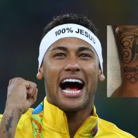 Neymar faz tatuagem em homenagem a ouro na Olimpíada Rio 2016. Foto!