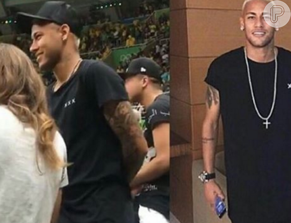 Neymar mudou o visual após ganhar o ouro na Olimpíada Rio 2016. O jogadro tatuou o símbolo dos Jogos Olímpicos no braço e pintou o cabelo de loiro