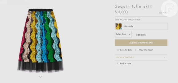 Mariana Ximenes usou saia da marca Gucci no valor de R$ 12,6 mil