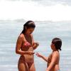 Paula Morais e Alex, filho de Ronaldo, se divertiram na praia do Leblon, Zona Sul do Rio de Janeiro, nesta segunda-feira, 9 de dezembro de 2013