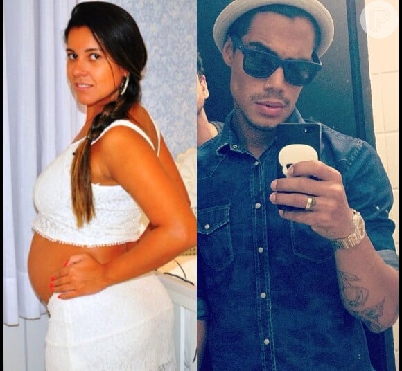 Micael Borges usa aliança em foto publicada no Instagram. Heloisy Oliveira, namorada do cantor, está com quase oito meses de gravidez (13 de dezembro de 2013)