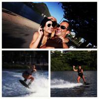 Malvino Salvador pratica wakeboard com a namorada, Kyra Gracie: 'Primeira aula!'
