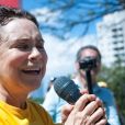 Regina Duarte gritou palavras de ordem durante o protesto