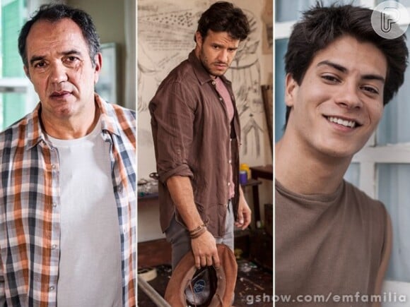 Virgílio nas três fases de 'Em Família': Humberto Martins, Fernando Rodrigues e Arthur Aguiar