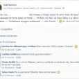 Josi Santos compartilhou com seus amigos do Facebook que a amiga Lais Souza mexeu o braço