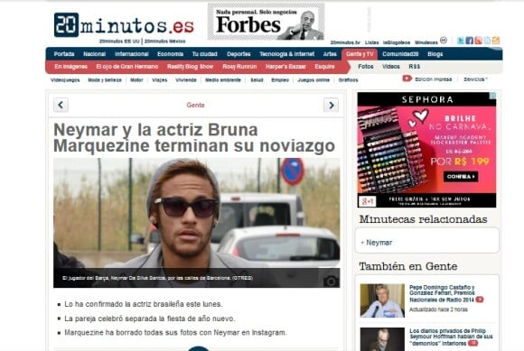 Neymar e Bruna Marquezine colocam um ponto final no namoro e a notícia ganha destaque na imprensa internacional