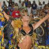 Carla Prata se emociona no desfile da Acadêmicos da Rocinha, no Rio