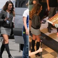 Lea Michele ganha bolo nos bastidores das gravações de 'Glee'