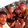 Durante o churrasco em comemoração ao aniversário do amigo, o jogador Madson, na quinta-feira, 22 de maio de 2014, Neymar exibiu a nova tatoo à mostra 