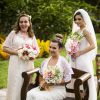 Fernanda Souza, Lais Pinho e Isabella Garcia vestidas de noiva em 'Malhação'