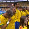 Sem dar entrevista após o término do jogo entre o Brasil e México nesta terça-feira 17 de junho de 2014, Neymar afirma ter sido um dia emocionante