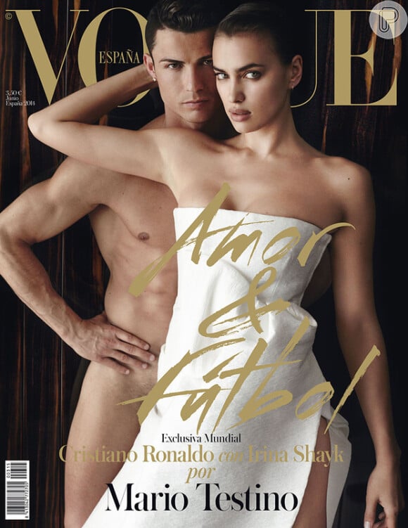 Cristiano Ronaldo posou com a namorada, Irina Shayk, para a revista Vogue da Espanha e mostrou corpo sarado