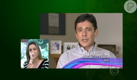 Fernanda Gentil chora ao ser homenageada pelo pai, Maurício Gentil, no programa 'Mais Você'